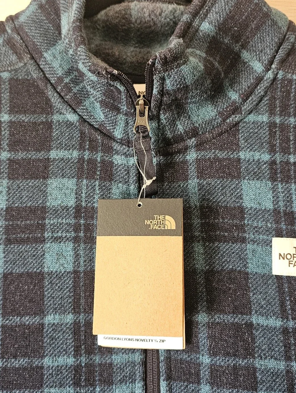 The North Face Men's Gordon Lyons 1/4 Zip Fleece Pullover Plaid Blue/Navy Size X